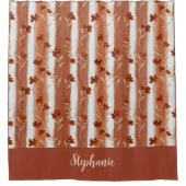 Terracotta Wildflower Monogram シャワーカーテン (正面)