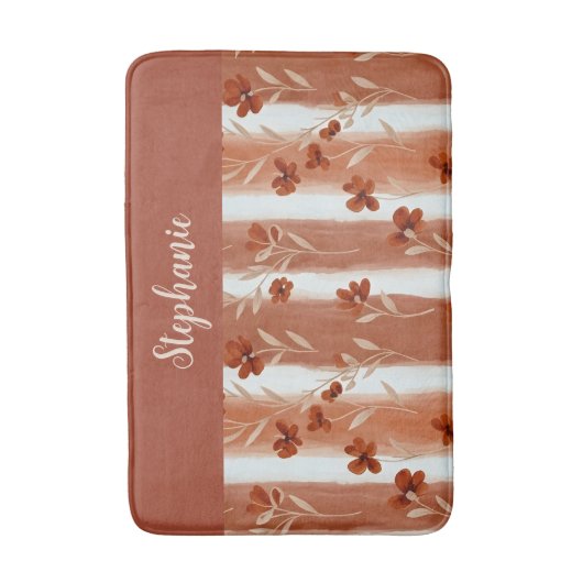 Terracotta Wildflower Monogram バスマット (正面縦)