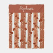 Terracotta Wildflower Monogram  フリースブランケット (正面)