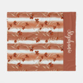 Terracotta Wildflower Monogram  フリースブランケット (正面(横))