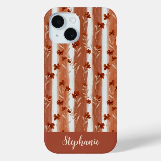 Terracotta Wildflower Monogram Boho  Case-Mate iPhoneケース (裏面)