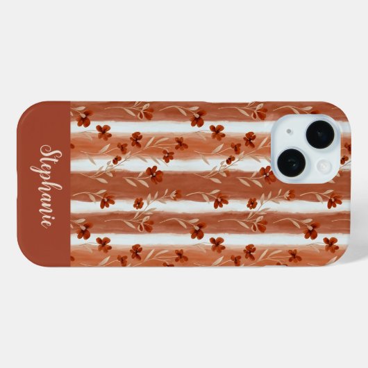 Terracotta Wildflower Monogram Boho  Case-Mate iPhoneケース (裏面 (横))