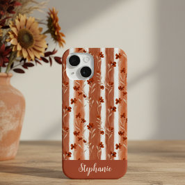Terracotta Wildflower Monogram Boho  iPhone 15ケース