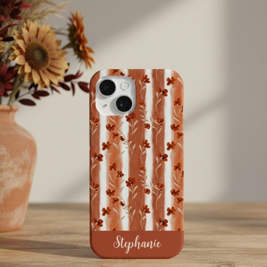 Terracotta Wildflower Monogram Boho  Case-Mate iPhoneケース