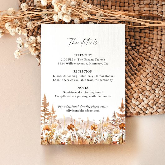 Terracotta Wildflower Mountain Wedding Details, エンクロージャーカード