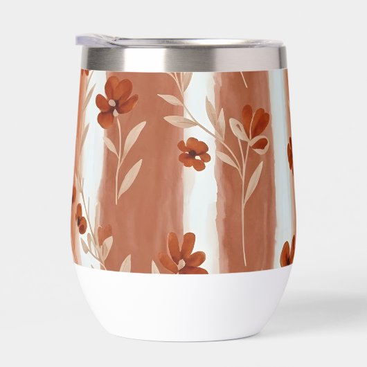 Terracotta Wildflower Stripe Wine Tumbler (右面)