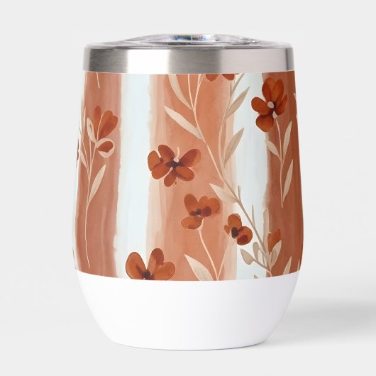 Terracotta Wildflower Stripe Wine Tumbler (正面)