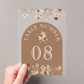 Terracotta Wildflower Tan Acrylic Table Number アクリル招待状 (インサイチュ (ポータブル))