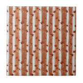 Terracotta Wildflower Vertical Stripe Boho Pattern タイル (正面)