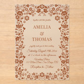 Terracotta Wildflower Wedding Invitation アクリル招待状 (正面)