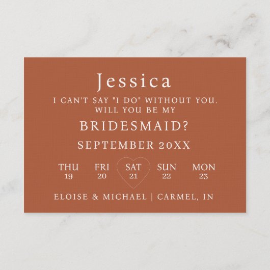 Terracotta Will You Be My Bridesmaid Proposal Card 招待状 (裏面)