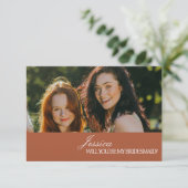 Terracotta Will You Be My Bridesmaid Proposal Card 招待状 (スタンド正面)