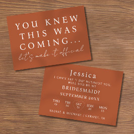 Terracotta Will You Be My Bridesmaid Proposal Card 招待状