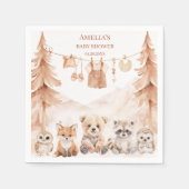 Terracotta Woodland Adventure Awaits Baby Shower スタンダードカクテルナプキン (正面)