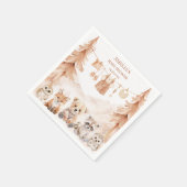 Terracotta Woodland Adventure Awaits Baby Shower スタンダードカクテルナプキン (角)