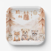 Terracotta Woodland Adventure Awaits Baby Shower ペーパープレート (正面)