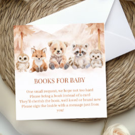 Terracotta Woodland Books for Baby Shower Insert エンクロージャーカード