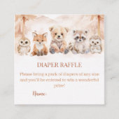 Terracotta Woodland Diaper Raffle Baby Shower エンクロージャーカード (正面)