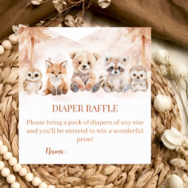 Terracotta Woodland Diaper Raffle Baby Shower エンクロージャーカード