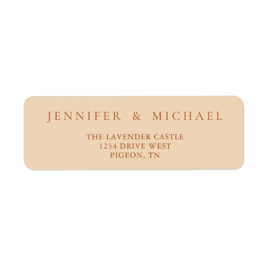 Terracotta Yellow Tone Simple Minimalistic Wedding ラベル (正面)