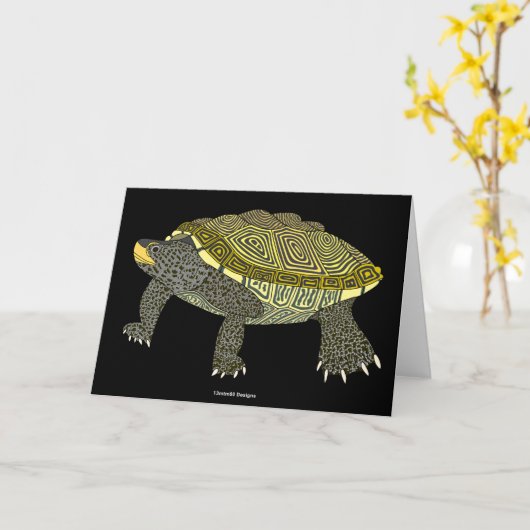 Terrapin (black) - Greeting Card カード (黄色い花)