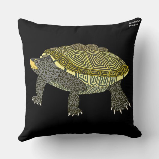 Terrapin (black) - Pillow クッション (裏面)