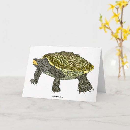 Terrapin (white) - Greeting Card カード (黄色い花)