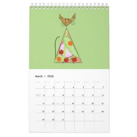 Terrarium Display Cat Calendar カレンダー (3月 2026)
