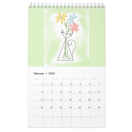 Terrarium Display Cat Calendar カレンダー (2月 2026)