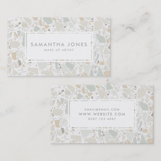 Terrazzoのエレガントな石造りのシンプルなモダンは構成します 名刺 (正面/裏面)
