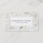 Terrazzoの質のシンプルでモダンなインテリア・デザイナー 名刺 (正面)