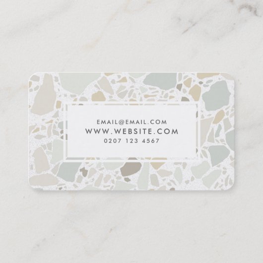 Terrazzoの質のシンプルでモダンなインテリア・デザイナー 名刺 (裏面)