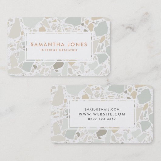 Terrazzoテクスチャシンプルインテリアデザイモダンナー 名刺 (正面/裏面)