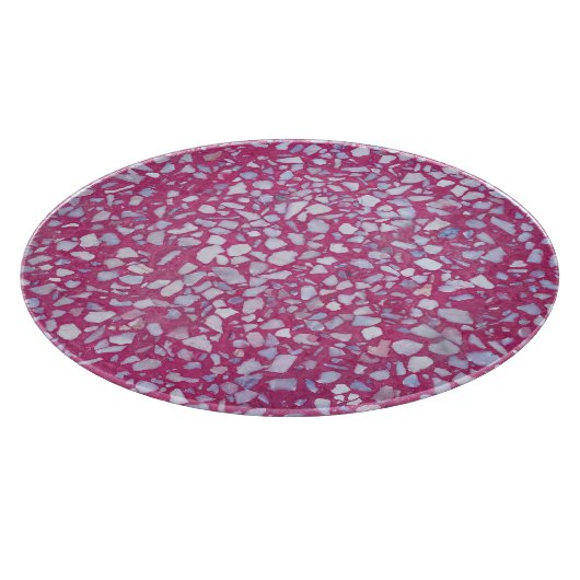 Terrazzoテクスチャ:ピンクの白のエレガンス。 カッティングボード (角)