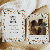 Terrazzo写真モダン日付カードを保存 招待状