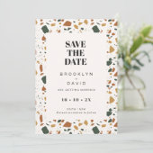 Terrazzo写真モダン日付カードを保存 招待状 (スタンド正面)