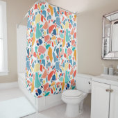 Terrazzo水色:シームレカラフルームパターン。 シャワーカーテン (インサイチュ)