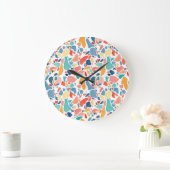 Terrazzo水色:シームレカラフルームパターン。 ラージ壁時計 (ホーム)