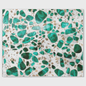 Terrazzo -大理石#1のマラカイトそして金ゴールド ラッピングペーパー (フラット)