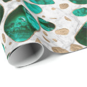 Terrazzo -大理石#1のマラカイトそして金ゴールド ラッピングペーパー (ロールコーナー)
