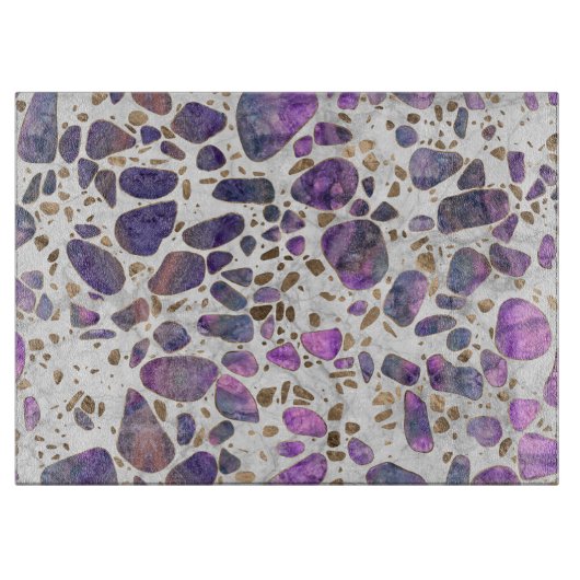 Terrazzo -大理石#1の曹灰長石そして金ゴールド カッティングボード (正面)