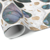 Terrazzo -大理石#1のShimerringの瑪瑙そして金ゴールド ラッピングペーパー (ロールコーナー)