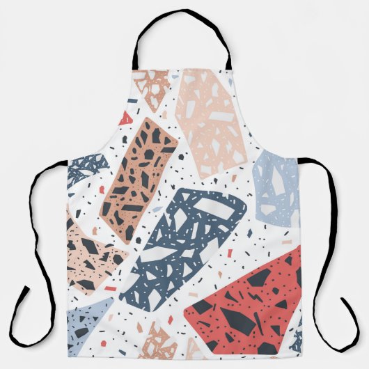 Terrazzo floor marbleシームレスな手描きパターン エプロン (正面)