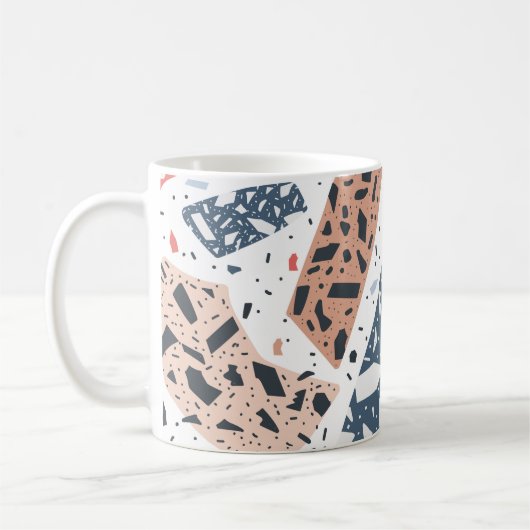 Terrazzo floor marbleシームレスな手描きパターン コーヒーマグカップ (左)