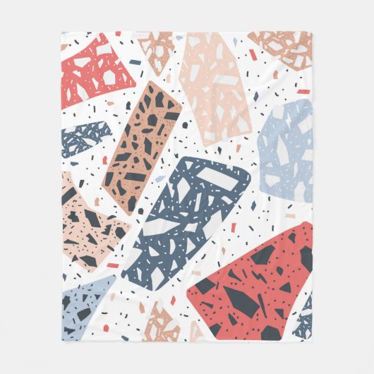 Terrazzo floor marble seamless hand drawn pattern  フリースブランケット (正面)