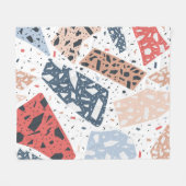 Terrazzo floor marble seamless hand drawn pattern  フリースブランケット (正面(横))