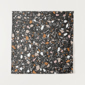 Terrazzo flooring seamless pattern in dark colors. タペストリー (正面(横))