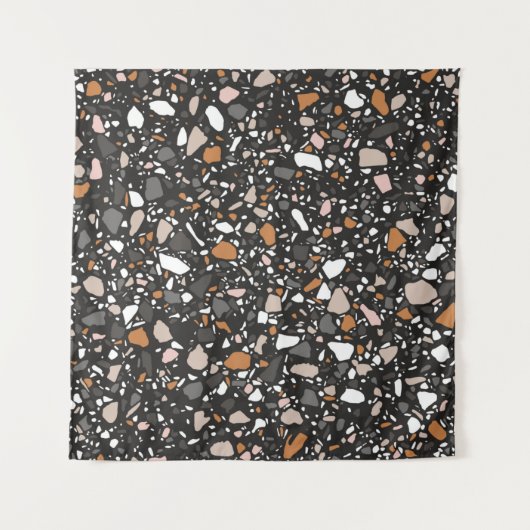 Terrazzo flooring seamless pattern in dark colors. タペストリー (正面)