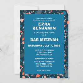 Terrazzo Hand Drawn Custom Bar Bat Mitzvah 招待状