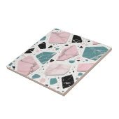 Terrazzo Marble Pastel Pink Teal Modern タイル (側面)